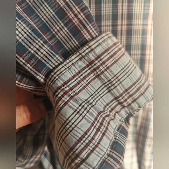 Original Penguin Navy, Burgundy and White Checkered Button-Down Shirt Size L - Picture 5 of 7